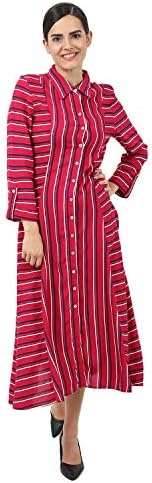 COVER STORY Striped Multi Coloured Viscose Rayon Women Dress (Size :- L)