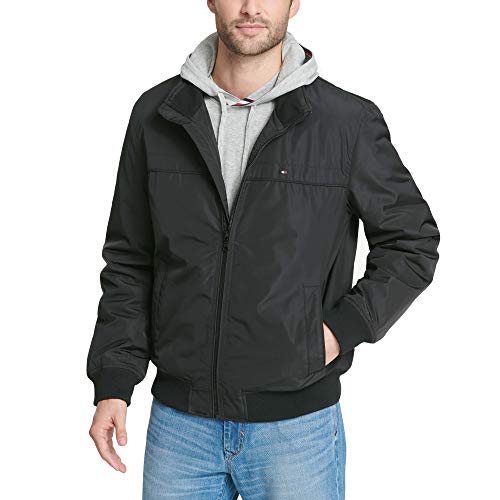 Tommy Hilfiger Men's Performance Faux Memory Bomber Jacket, Black, L