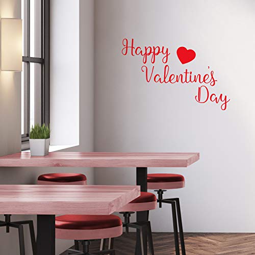 Valentines Day Vinyl Wall Art Decal - Happy Valentine's Day - 15" x 23" - Valentine's Lovers Heart Decor Romantic Couples Home Living Room Bedroom Apartment Indoor Work Sticker (15" x 23", Red) - Thumbnail 5