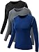 Neleus Women's 3 Pack Dry Fit Athletic Compression Long Sleeve T Shirt