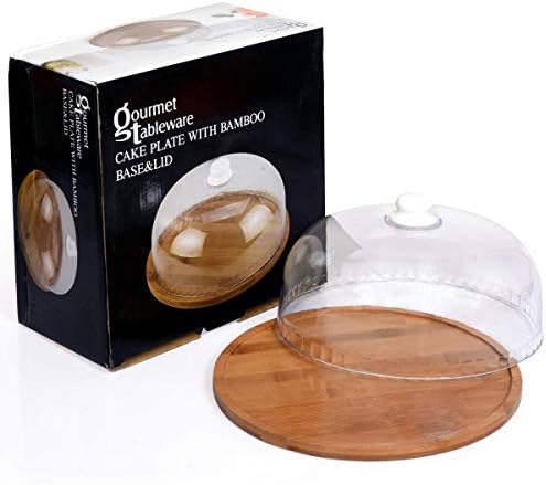 Supreme Clear Dessert & Cheese Cloche Dome with Wood Serving Tray
