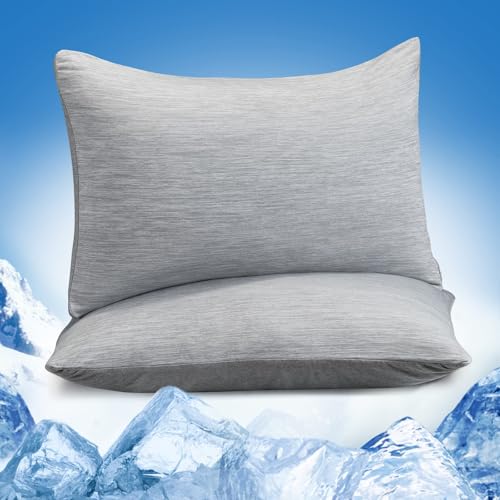 Marchpower Cooling Pillowcases, Arc-chill 2 Pack Q-Max 0.5 Cool Pillow Cases for Hot Sleepers Night Sweats, Double Sided Breathable & Soft Cooling Pillow Cover with Hidden Zipper - 50X75cm, Gray