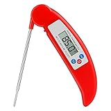 Meat Thermometer, IEKA Electronic Instant Read Cooking Thermometer With Probe For Grill, BBQ, Milk And Bath Water (Red)