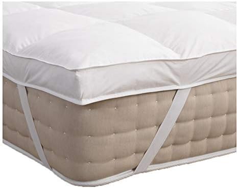 Double Size Mattress Topper, 7cm Extra Thick Soft White Duck Feather Bed Topper, 100% Cotton Cover, Anti-dust mite & Feather-proof Fabric Anti-allergen - Box Baffle Construction