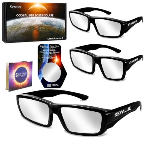 Solar Eclipse Glasses,2026 Approved, ISO 12312-2:2015(E) & CE Certified, Pack of 3 Strong Plastic Glasses for Direct Sun Observation