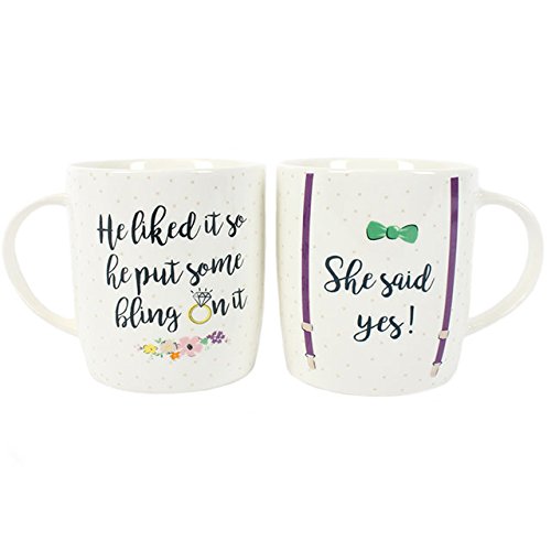 Jones Home & Gift Engagement Gift"She Said Yes" Engagement Mugs Set of Two Boxed