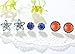 Vintage Ethnic 6 pairs/set Blue Crystal Red Flower Resin Round Hollow Enamel Stud Earirngs (Silver)