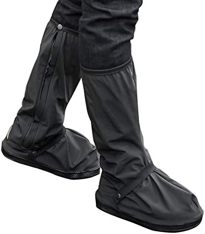 ARUNNERS Black Motorcycle Rain Boots Covers Cycling Shoes Gear Men (High, XL)