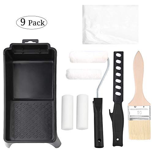Paint Roller,Paint Tray,9 PCS Paint Roller kit,House Painting Tray,Paint Roller Frame,Paint Covers,Roller Paint Brush,Painting Tools for Walls