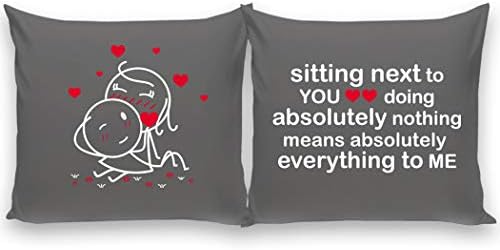 Boldloft You Mean Everything クッションカバー カップル用枕カバー ボーイフレンド ガールフレンド 新作 夫 バレンタイン 記念日 2枚セット 結婚式 彼と彼女のユーロカバー 妻 26x26 カップル