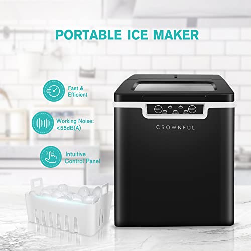 CROWNFUL Ice Maker Countertop Machine, 9 Bullet Ice Cubes Ready in 8