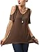 Urban CoCo Women's Vogue Shoulder Off Wide Hem Design Top Shirt - Large - Coffee