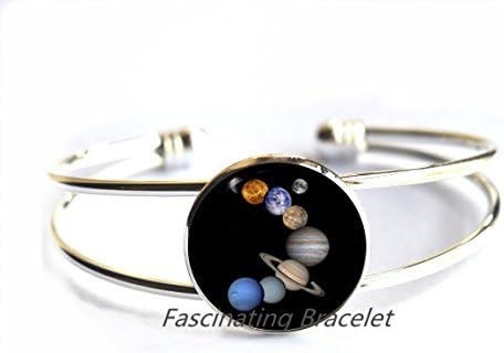 Fashion Bracelet,Handmade Fashion Universe Jewelry Solar System Planets Bracelet Glass Dome Bracelets Fashion Trendy Space Gift Men。AE0016