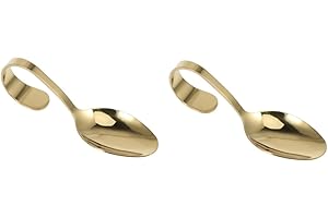 Alipis 2pcs Adaptive Utensils Appetizer Spoons Canape Serving Curved Handle Stainless Steel Teaspoon