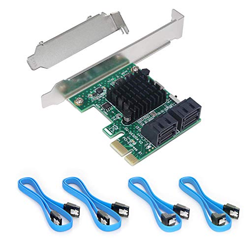 Ziyituod SATA 3.0 Card with 4 SATA Cables, PCIe SATA Controller Expression Card with Low Profile Bracket,ASM1061+ASM1092 Chip Non-Raid, Boot as System Disk, Support 4 SATA 3.0 Devices(SA3004)...