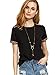 ROMWE Womens Embroidery Trim Short Sleeve Tee Shirt Tops Blouse