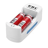 EBL Smart Lithium Battery Charger with 1600mAh 18500 Rechargeable Li-ion Batteries, 2 Pack