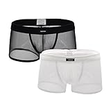 iooico Men's Boxer Briefs, Soft Mesh Underpants See-Through Underwear