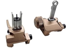 Fold Flip Up KAC300 Front and Rear Iron Sights Set，Rapid Transition Backup Sights，Tool-Free Adjustable Rotate Low Profile All