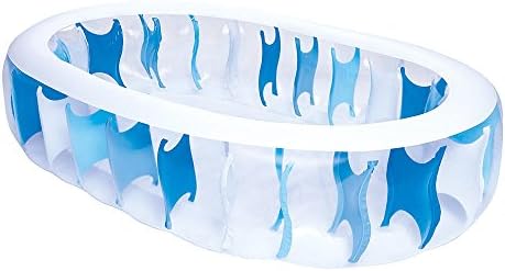 Kids Inflatable Pool. This Small Elliptic Portable Kiddie Blow Up Above Ground Swimming Pool Is Great For Teens & Children To Have Outdoor Water Fun With Floats & Toys. Family Aqua Fun & Splash.