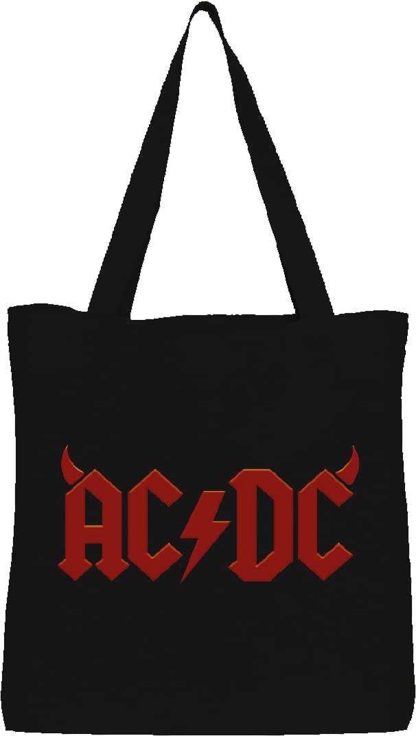 cotton division Tote Bag ACDC Logo, Reference: BWACDCRBB001, Black, 38 x 40 cm