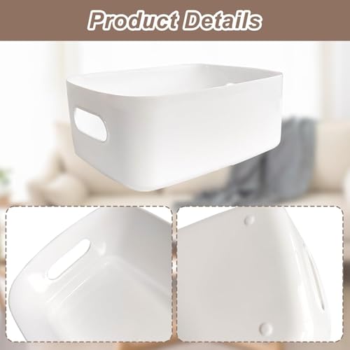 Storage Box 4 Pcs, Home And Organizers Cupboard Boxes With Handles, Wardrobe Organiser Box, Kitchen Storage, For Pantry Plastic Box (WHITE)