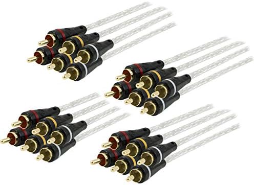 GE Premium Composite Audio/Video Cable, 12ft. 4 Pack, RCA Style Plugs 3-Male to 3-Male, Red Yellow White, for TV, VCR, DVD, Satellite, and Home Theater Receivers, 53655