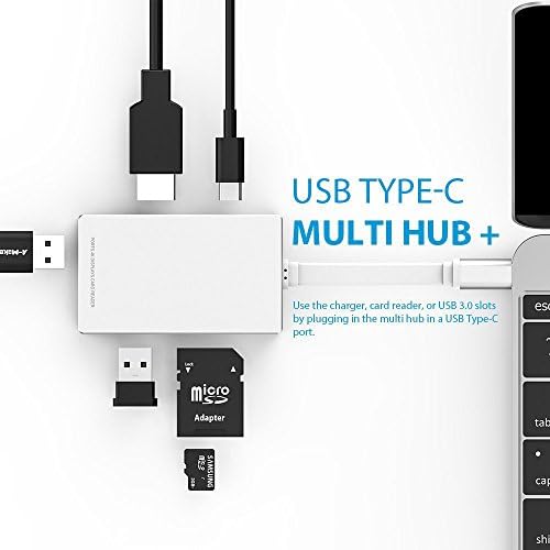 USB Type-C Hub, [6-in-1] Type-C Hub USB-C 3.1 to HDMI Adapter 4K+USB 3.0+SD/TF Card Reader for MacBook\Google Pixel\DELL XPS\LGV20\Galaxy S8\950XL (Silver)