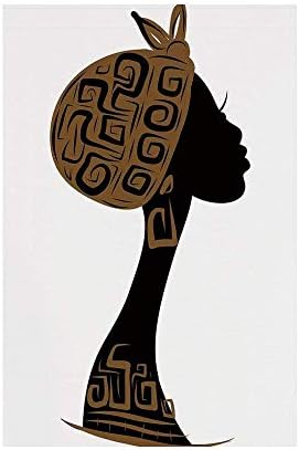 Polyester Garden Flag Outdoor Flag House Flag Banner,African Woman,Face Profile Silhouette Woman with Headscarf Tribal Art Folk Elements,Brown Black White,for Wedding Anniversary Home Outdoor Garden D