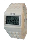Shhors White Building Block Brick & Stud Digital LED Watch Flexible Silicone Band