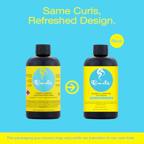 CURLS BLUEBERRY BLISS BLISSFUL LENGTHS LIQUID HAIR GROWTH VITAMIN – GROW, STRENGTHEN AND MAINTAIN HEALTHY HAIR, NAILS & SKIN – WAVY, CURLY, AND COILY HAIR-8OZ
