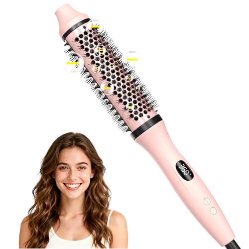 Bopcal Thermal Brush 3 in 1 - Thermal Brush Round Brush with Digital Display, Ionic Curling Brush Reduces Frizz, Thermal Brush for Straight, Voluminous & Curly Hair, Dual Tension C257 410
