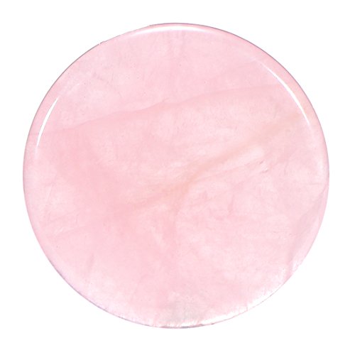 Morella Women Small Coin 23 mm 0.9" Gemstone Chakra Plate Necklace Pendant and to gain Strength - Rose Quartz