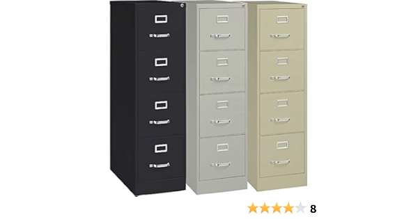 Amazon Com Hirsh Industries Deep 4 Drawer Letter File Cabinet Putty 15in W X 26 1 2in D X 52in H Model Number 16698 Office Products