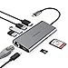 LETSCOM USB C Hub, 8-in-1 USB C Adapter with Ethernet Port, 4K HDMI, 2 USB 3.0 Ports, 1 USB 2.0 Port, SD&TF Card Reader, USB C Power Delivery, Compatible with USB C Devices