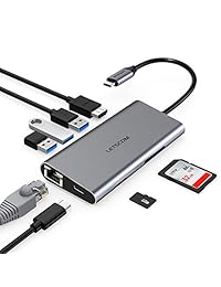 LETSCOM USB C Hub, 8-in-1 USB C Adapter with Ethernet Port, 4K HDMI, 2 USB 3.0 Ports, 1 USB 2.0 Port, SD&TF Card Reader, USB C Power Delivery, Compatible with USB C Devices