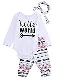 3Pcs Newborn Baby Girls Infant Outfit Set Romper T-shirt+Pants Headband Clothes