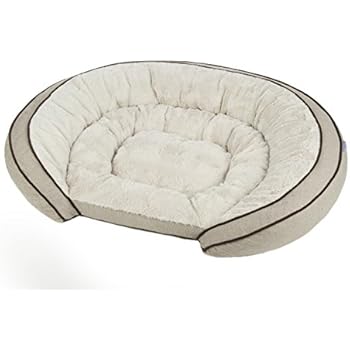Sterling Premium Cooling Gel Memory Foam Pet Bed, Plush with Woven Linen, Beige