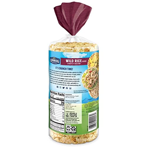 Lundberg Organic Brown Rice Cakes, Wild Rice, Lightly Salted, Gluten