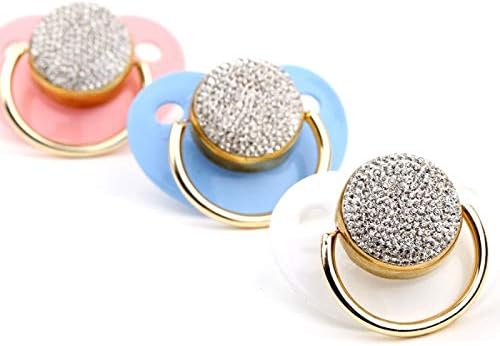 Mini Plum Glam Bling Pacifier (Pink, 0-6 Months)