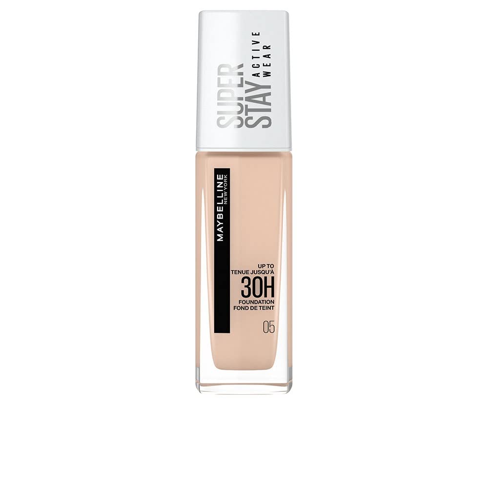 Maybelline New York Super Stay Active Wear, waterproof foundation with high coverage, long-lasting facial make-up, colour: No. 5 Light Beige (Very Light), 1 x 30 ml