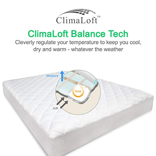 APSMILE King Size Mattress Pad Cover Quilted Fitted 8-18" Deep Pocket ClimaLoft Balance Down Alternative Cooling Mattress Topper - Thumbnail 4