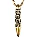 PROSTEEL Gold Plated Skull Bullet Charm Necklace Pendant Men Skeleton Halloween Jewelry Retro Vintage Statement Necklace