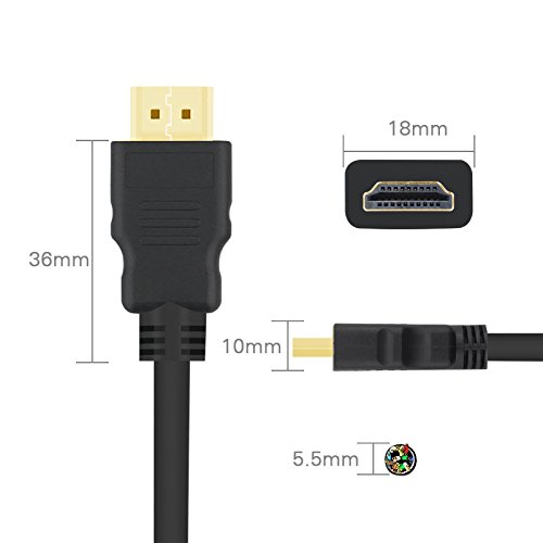 Ctronics High Speed HDMI Cable 6ft - Supports 4K 3840x2160P(30HZ) & 1920x1080P( 60HZ) with 3D Ethernet ,Audio Return Channel - Full HD - Thumbnail 3