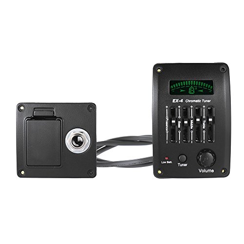 ammoon Acoustic Guitar 4-Band EQ Equalizer Tone and Volume Amplifier Preamp Piezo Pickup with Chromatic Tuner LCD Display