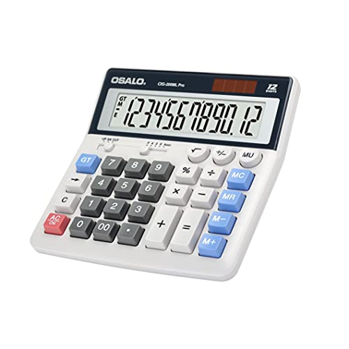 OSALO Calculator Large Buttons Extra Large Display 12 Digit Desk Calculator Office Calculator (OS-200ML)