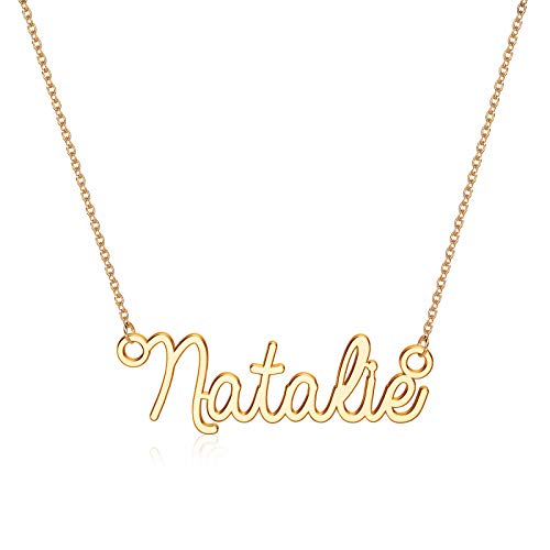 Turandoss Natalie Necklace, 14K Gold Plated Name
