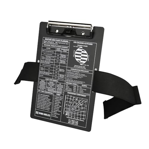 R SPIDER WIRELESS Pilot Aluminum VFR Kneeboard, with Metal Clip and Pen Holder, Durable Elastic Strap, Large Size