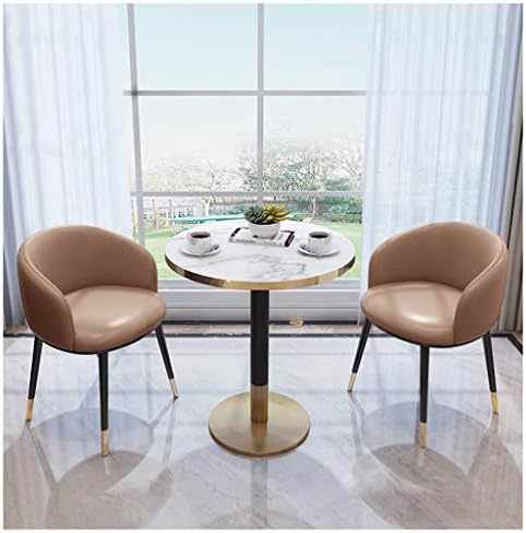 3現代の北欧ミニマリストの創造的なキッチンカフェオフィスモールデザートショップホテルのライブラリーティーショップレジャーエリアの美容室1テーブル椅子 2脚のダイニングテーブルと椅子のセット カフェテーブルとチェアセット 組み立てオプション付 Color Brown