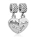LilyJewelry Heart Love Mom Mother Son Charm Puzzle Dangle Beads For Snake Chain Bracelet